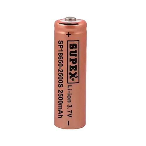 Supex 18650 – 2500S 3.7V 2500 Mah Başlı Li-Ion Pil TEKLİ PİL 661215