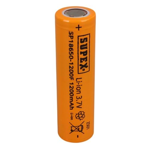 Supex 1865-1200F 3.7 Volt Li-iOn 1200 mAh Düz Kafa (Başlıksız) Şarjlı Pil TEKLİ PİL 661217