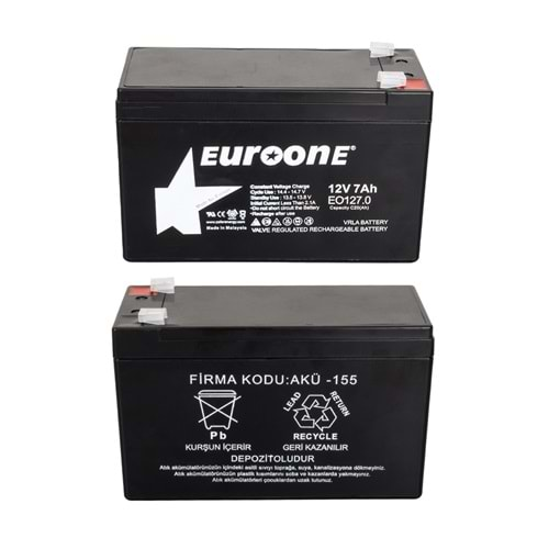 Euroone EO127.0 12 Volt 7 Amper Bakımsız Kuru Akü 663046