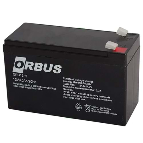 Orbus ORB12-9 12 Volt 9 Amper Kuru Akü (150x65x90 Mm) 663049