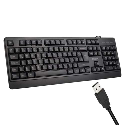 Philips SPK6247B USB 1.2 Metre Kablolu Klasik Siyah Numpadli Türkçe Q Klavye 755126