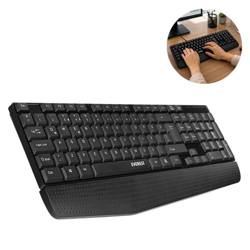 Everest KB-951U Siyah USB Bilek Destekli Q Standart Ofis Klavyesi 755131