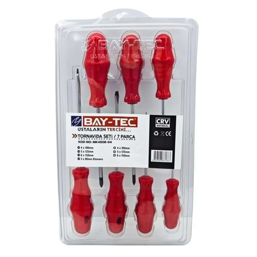 Bay-Tec MK4508-04 Tornavida Klasik Set Yıldız-Düz 7 Parça 930033