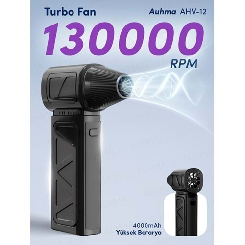 Auhma AHV-12 Turbo Jet Fan 130.000RPM Fırçasız Motorlu Elektrikli Hava Kompresörü – 4 Vitesli, Taşınabilir Çantalı 930036
