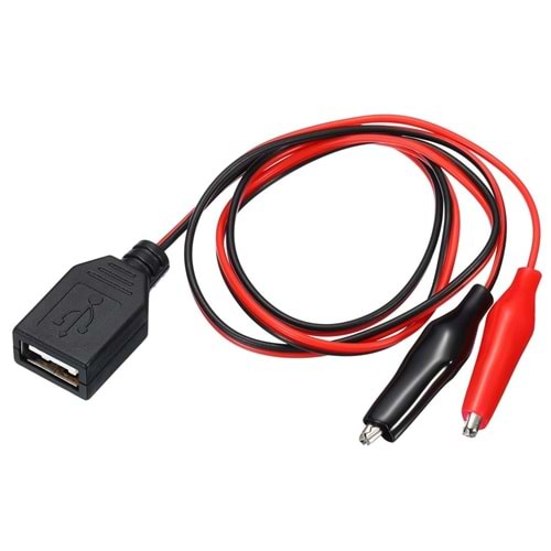USB Dişi - Küçük Krokodil Uçlu 5V 2A Test Kablosu 60 CM 930101
