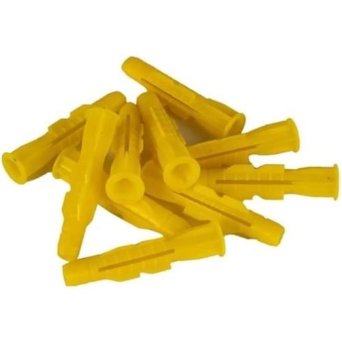 100 adet Roket Dübel Plastik 10 mm Sarı 970052