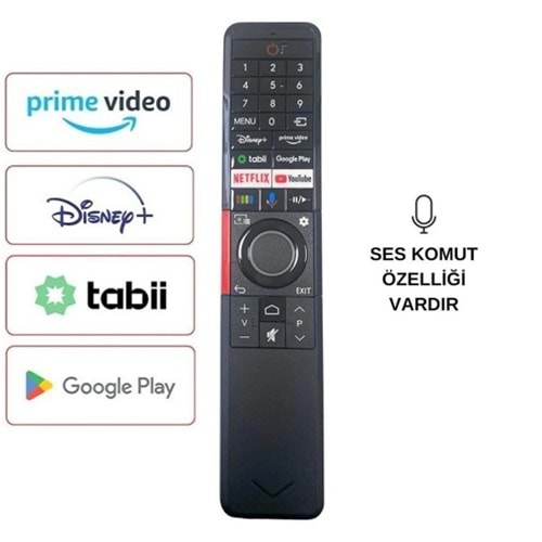 Vestel Uyumlu Tabii Google Play Tuşlu LED TV Kumandası Ses Komutlu (1401) 125251