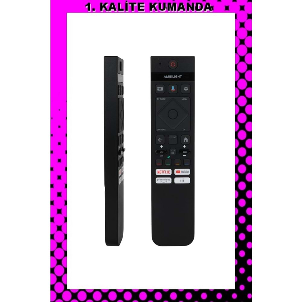 UZAKTAN KUMANDA - UYUMLU MODELLER 1.KALİTE KUMANDA --Maza-Mapp 1370 Phılıps AMBILIGHT Ses Komutsuz Android Tv Kumandası 125278