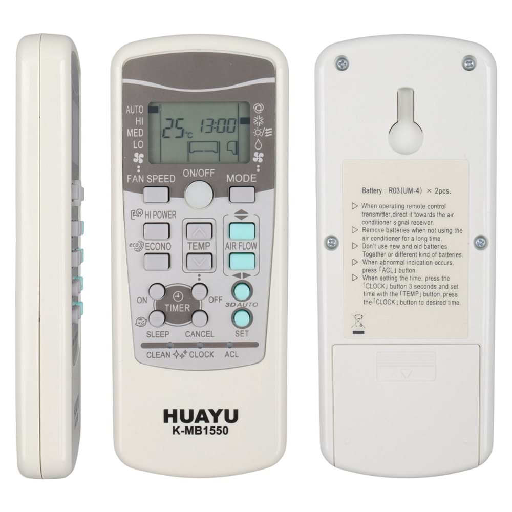 MITSUBISHI RKW502A200A UNIVERSAL KLİMA KUMANDASI 127110