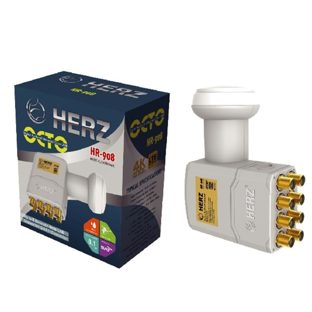 HERZ HR-908 SEKİZLİ LNB ALTIN ??UÇLU CHİP 0.1DB 140054