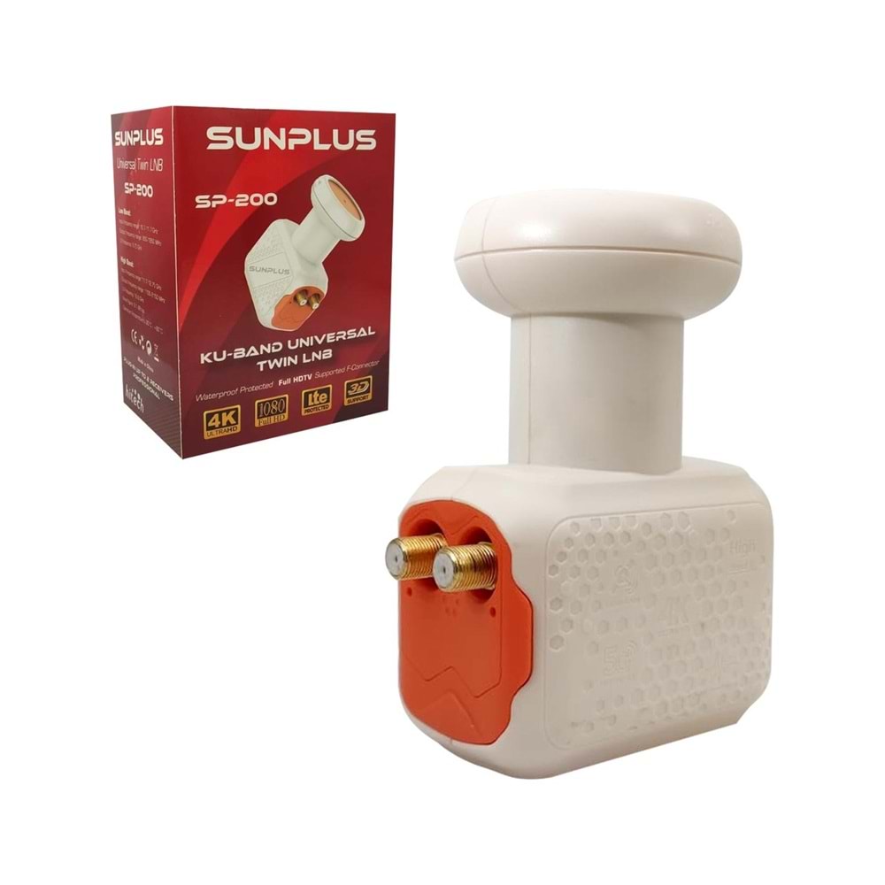 Sunplus SP-200 İKİLİ LNB (Twin) 2Lİ LNB 0.1db 3D 4K UYUMLU