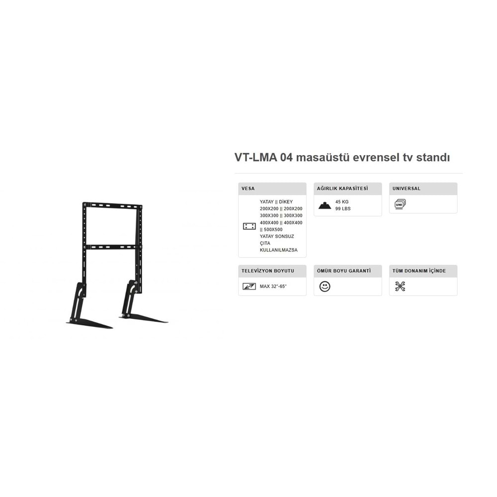 Vontech MASAÜSTÜ AYAK 32 İNÇ İLE 65 İNÇ LCD LED PLAZMA TV UYUMLU 225002