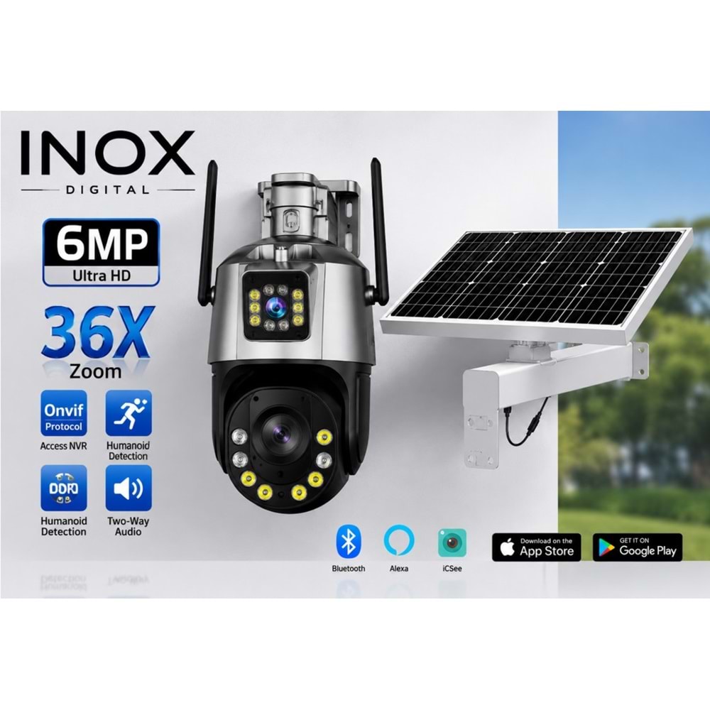 INOX X-215 4G DUAL (İKİ) LENS 36X 60WATT 30Mah SOLAR PANELLİ PTZ 231183