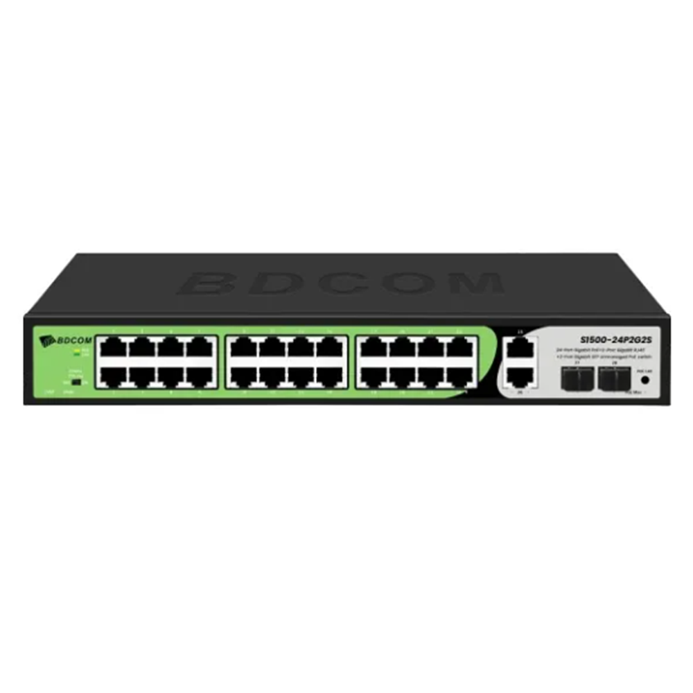 BDCOM S1500-24P2G2S PoE Switch 24-Port Gigabit PoE+ 2-Port Gigabit RJ45 + 2-Port Gigabit SFP