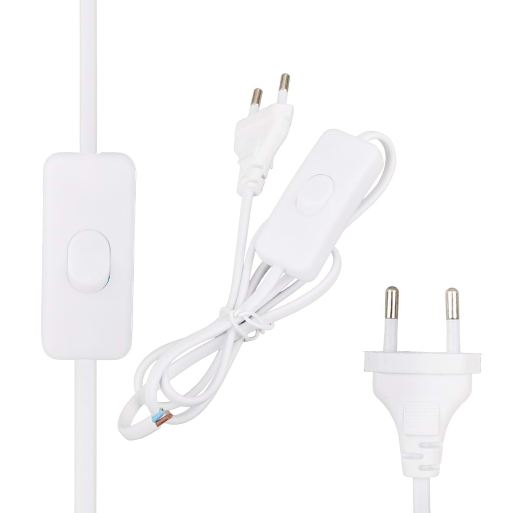 Powermaster PM-5784 Beyaz 220 Volt Anahtarlı Güç Kablosu 243011