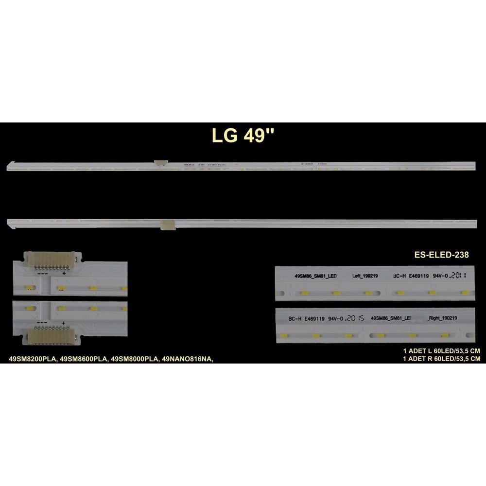 TV LEDBAR - Uyumlu modeller LG Slim Led Bar 49 inç 2 Li Takım (L-R) 53,5 Cm 60 Ledli 284706-Q8