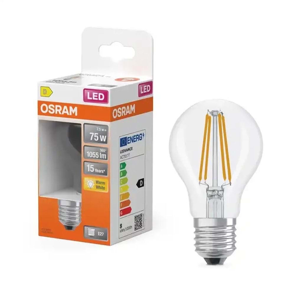 OSRAM LED Star Classic A75 7.5W E27 2700K Filament LED Ampul 333162