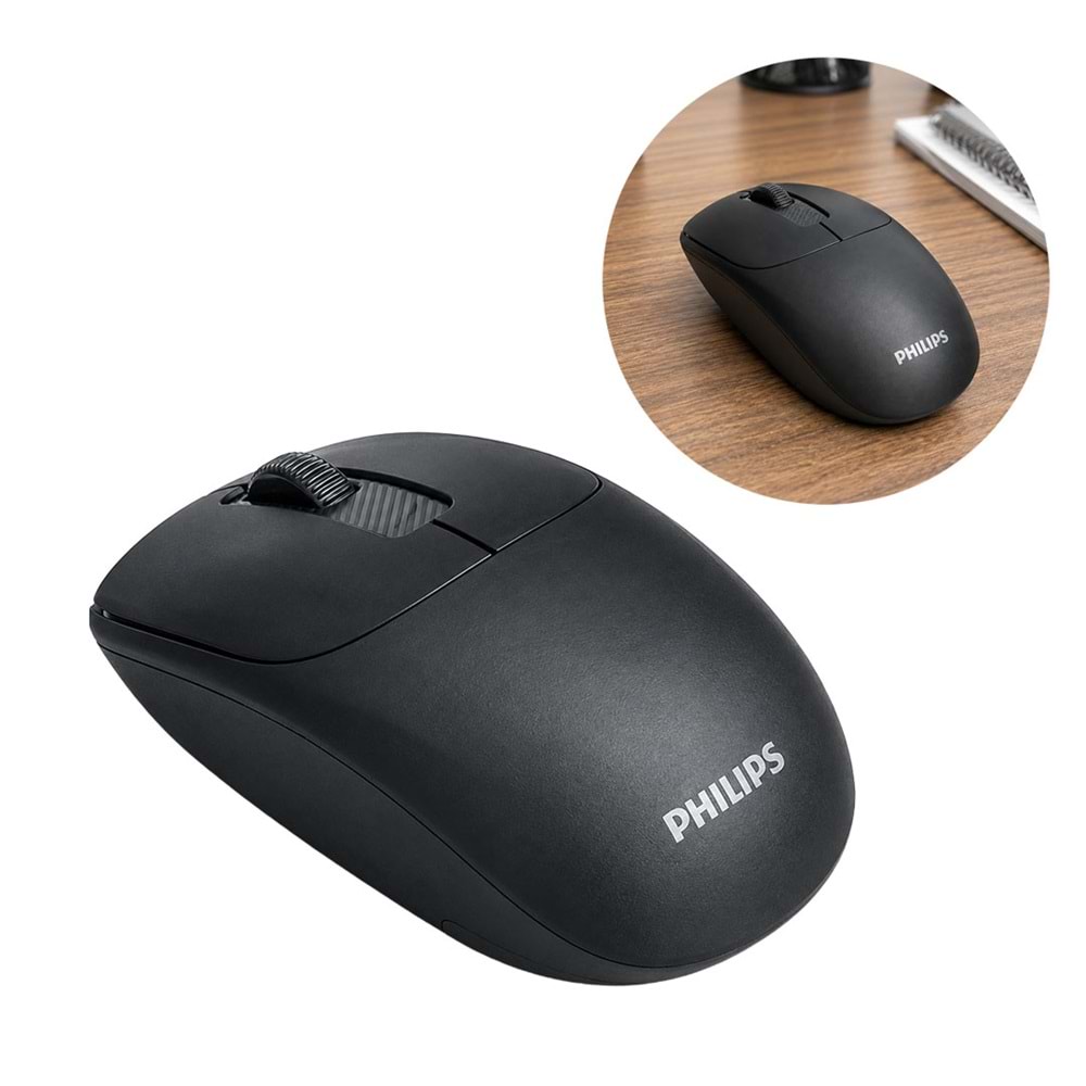 Philips SPK7398B/38 1600 DPI Sessiz Tıklama Siyah Kablosuz Ofis Mouse 417062