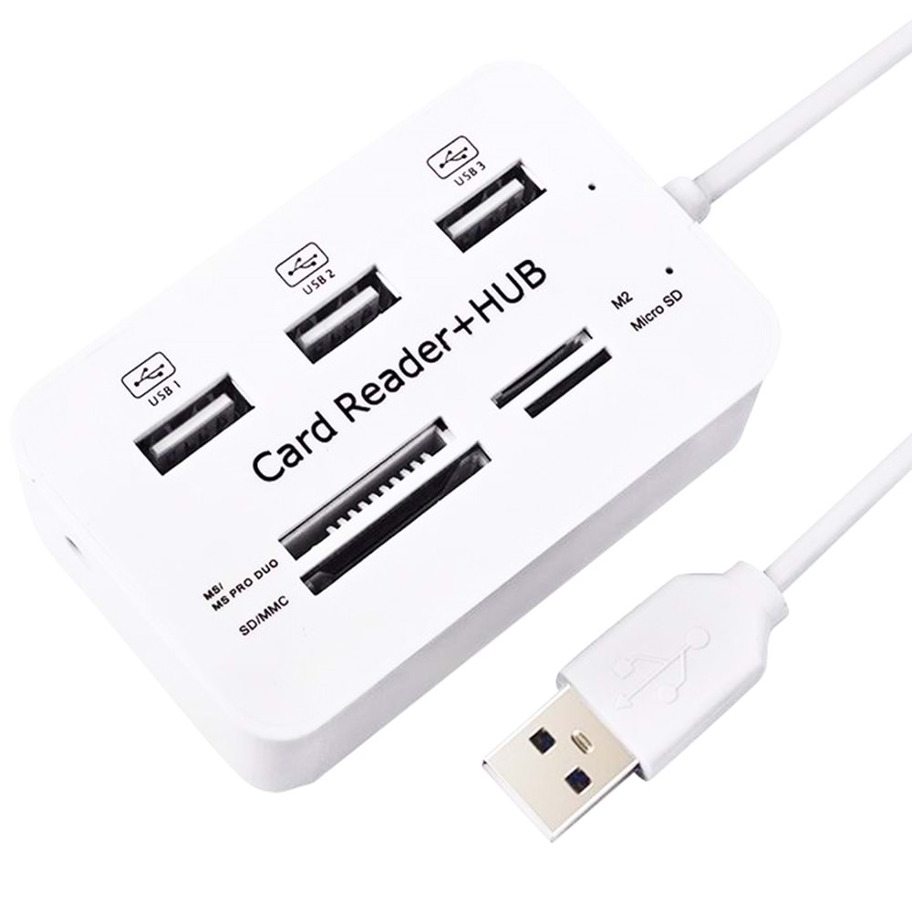 REWEL 3 Port 2.0 Usb Çoklayıcı Hub + 4 Slot Kart Okuyucu PM-6052 634258