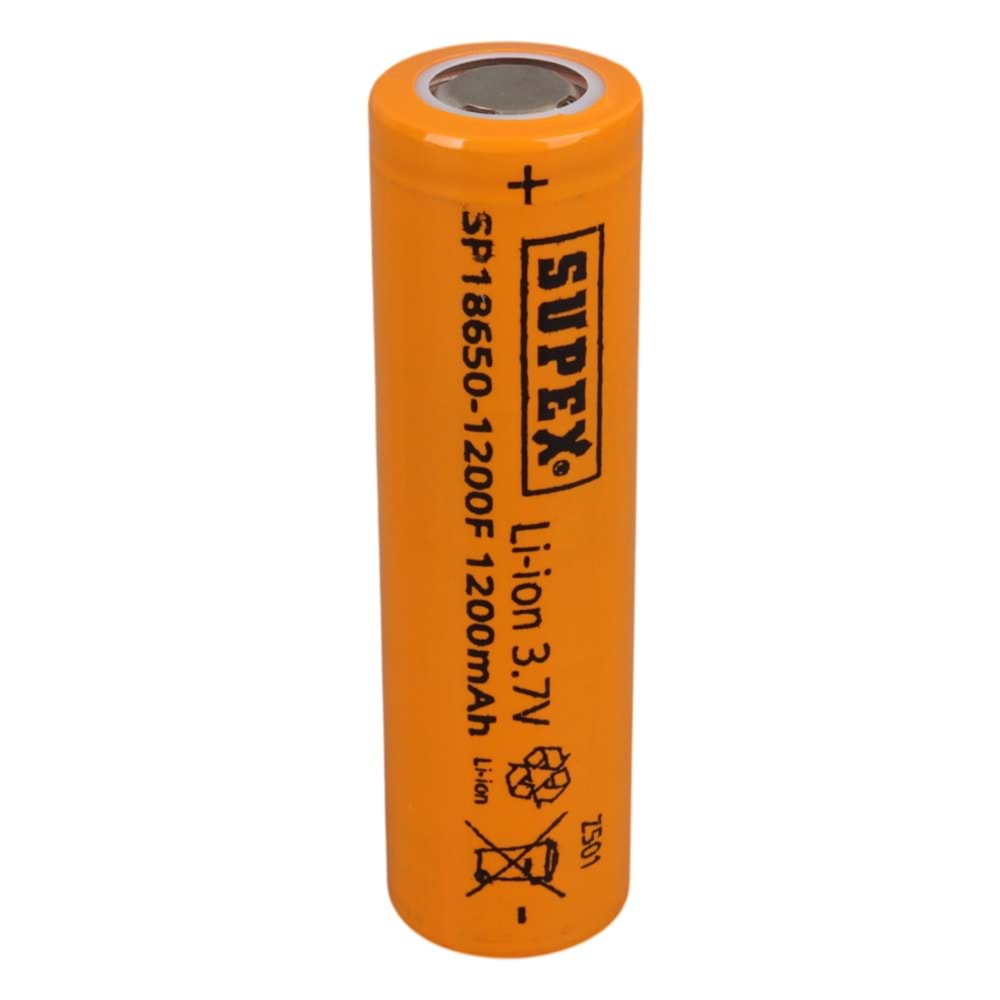 Supex 1865-1200F 3.7 Volt Li-iOn 1200 mAh Düz Kafa (Başlıksız) Şarjlı Pil TEKLİ PİL 661217