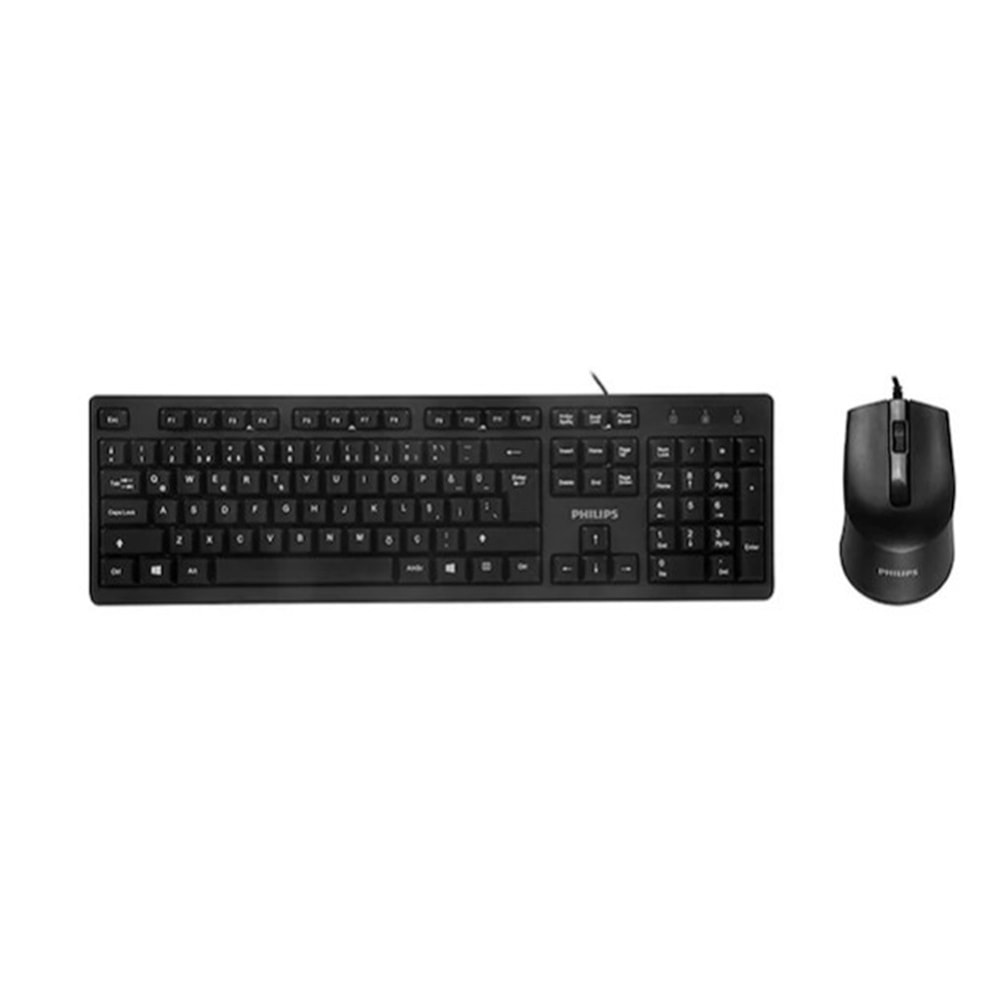 Philips SPT6234B USB 1.2 Metre Kablolu Ofis Tipi Siyah Numpadli Türkçe Q Klavye Mouse Seti 755127