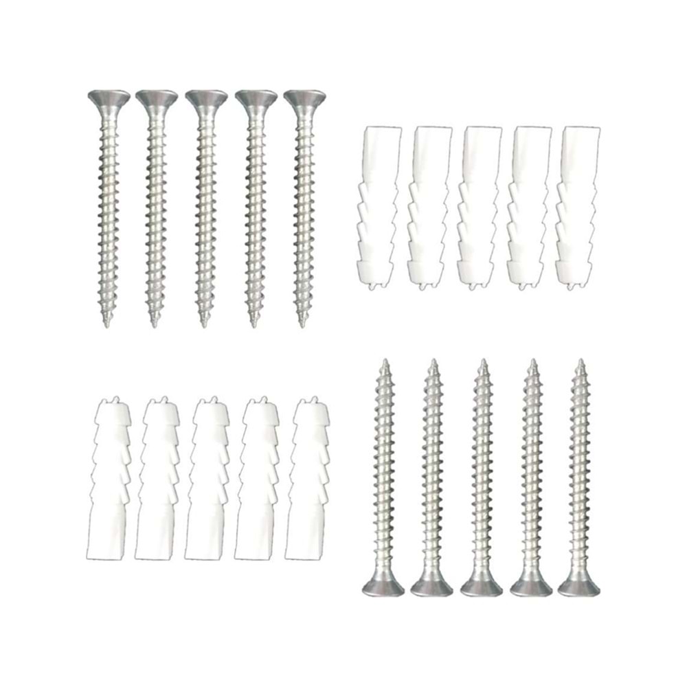 Vidal ve Dübel Seti 100 ADET Vida 8 mm Plastik Dübel 930053