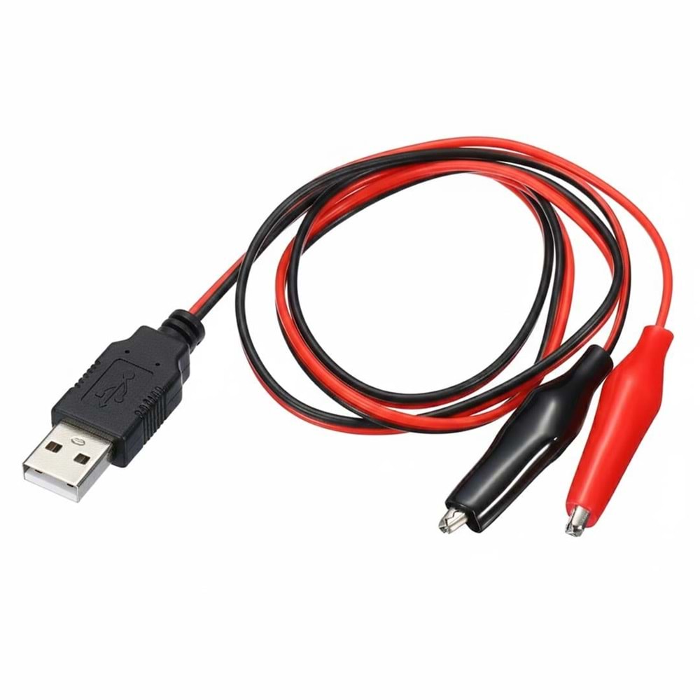 USB Erkek - Küçük Krokodil Uçlu 5V 2A Test Kablosu 60 CM 930102